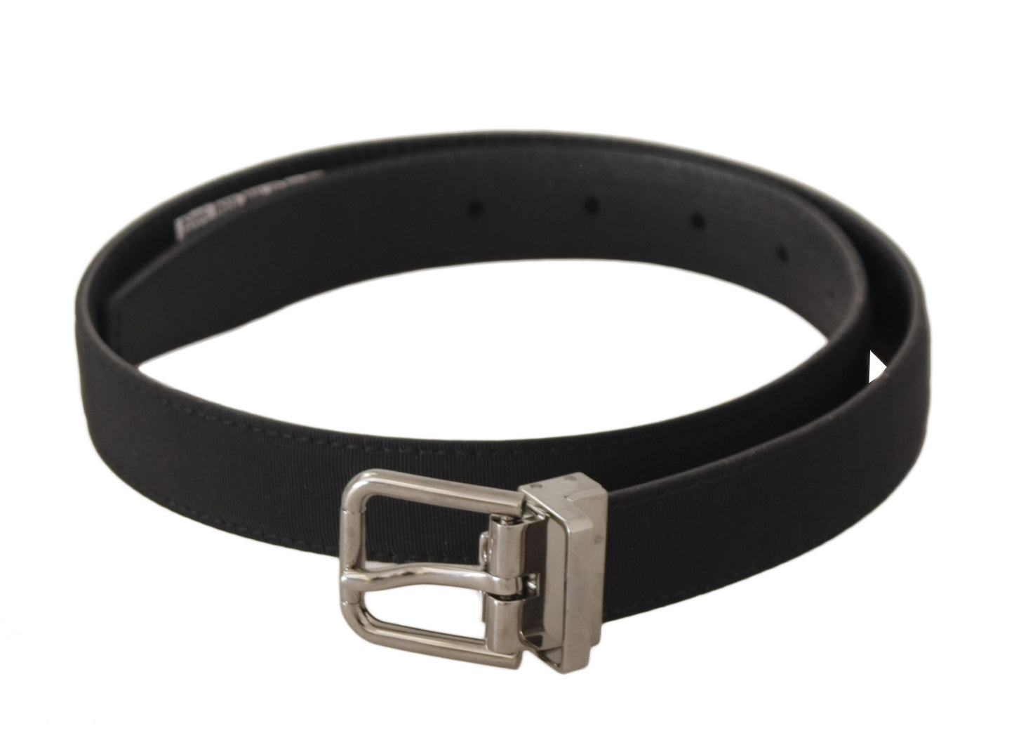 Dolce & Gabbana Zwarte Canvas Leren Zilverkleurige Metalen Gesp Riem