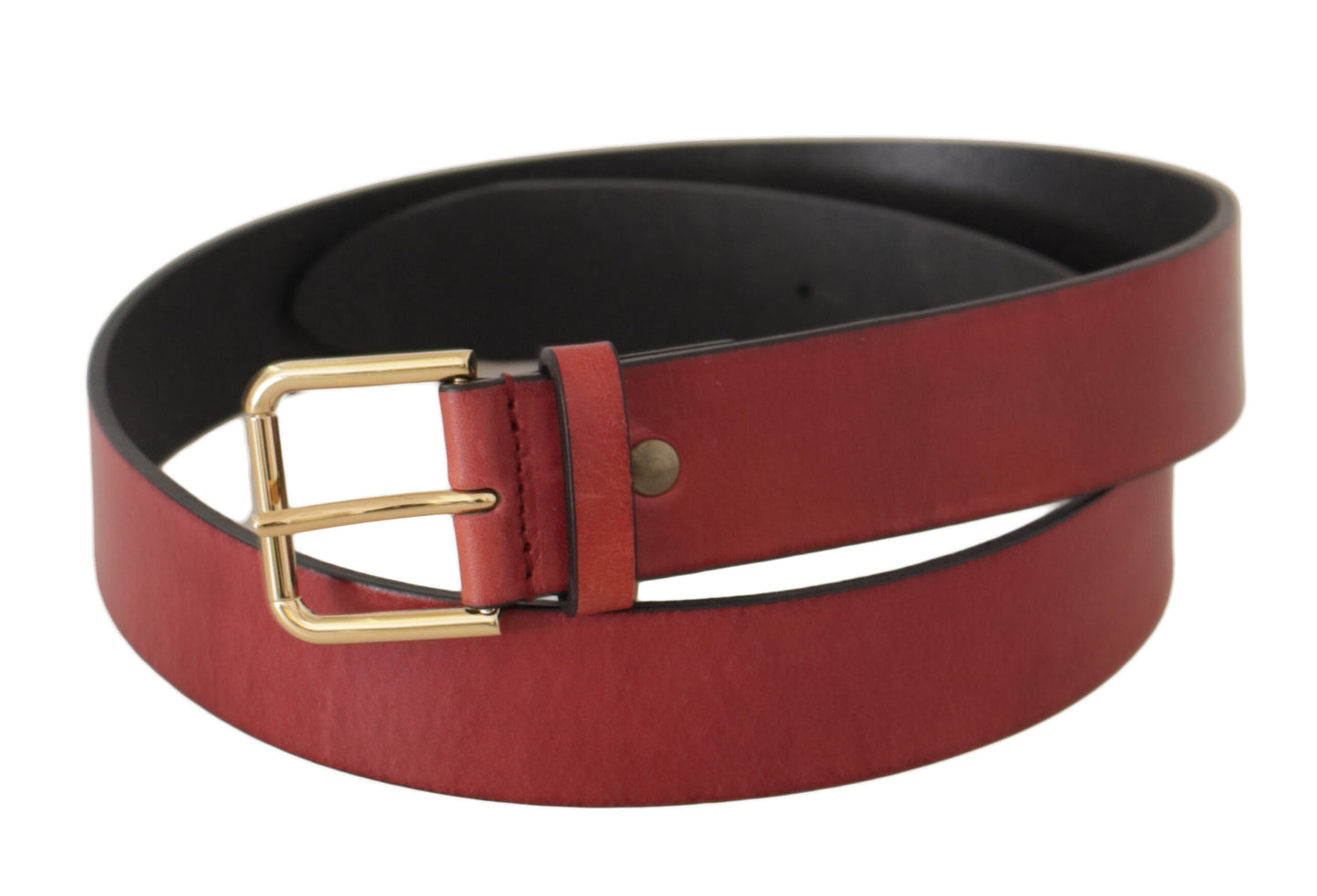 Dolce & Gabbana rode leren riem met gouden logo en metalen gesp