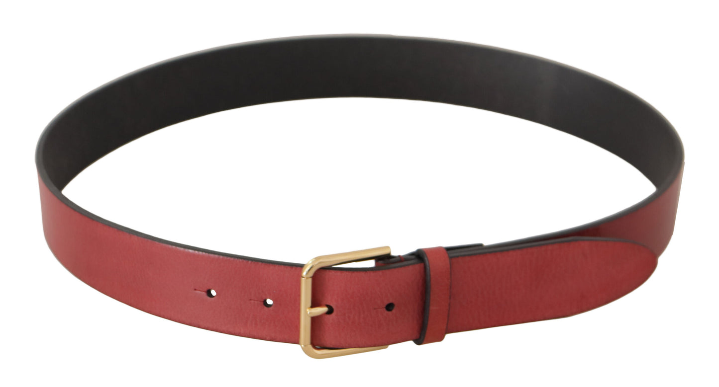 Dolce & Gabbana rode leren riem met gouden logo en metalen gesp