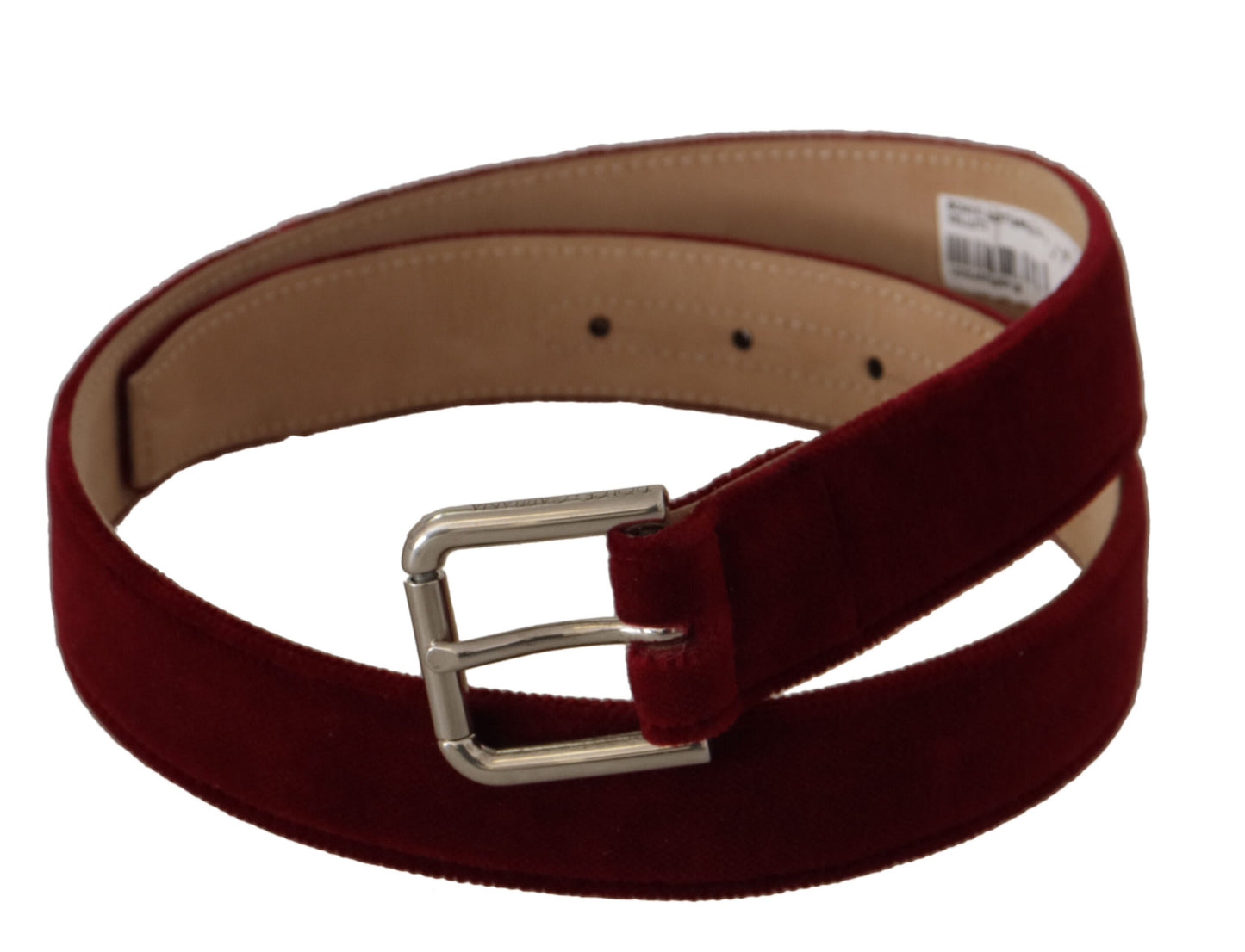 Dolce & Gabbana Red Velvet zilveren logo gegraveerde metalen gesp riem