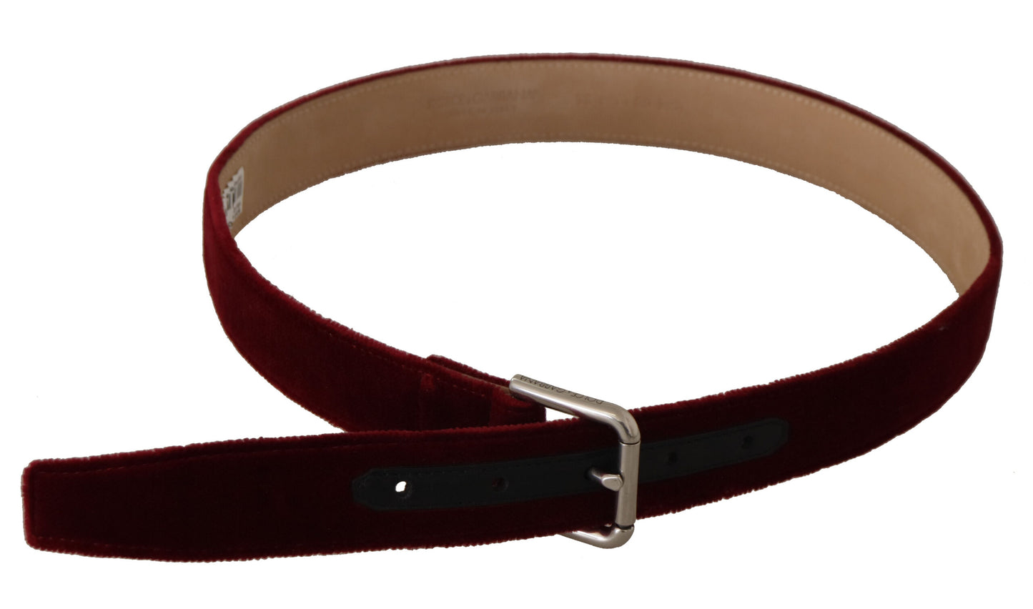 Dolce & Gabbana Red Velvet zilveren logo gegraveerde metalen gesp riem