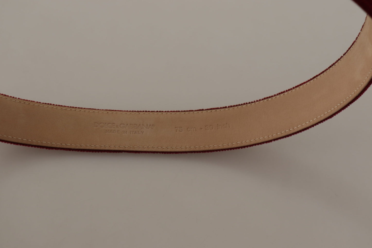 Dolce & Gabbana Red Velvet zilveren logo gegraveerde metalen gesp riem