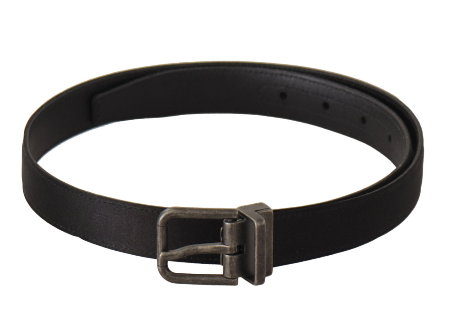 Dolce & Gabbana Zwarte Kalfsleren Vintage Metalen Gesp Riem