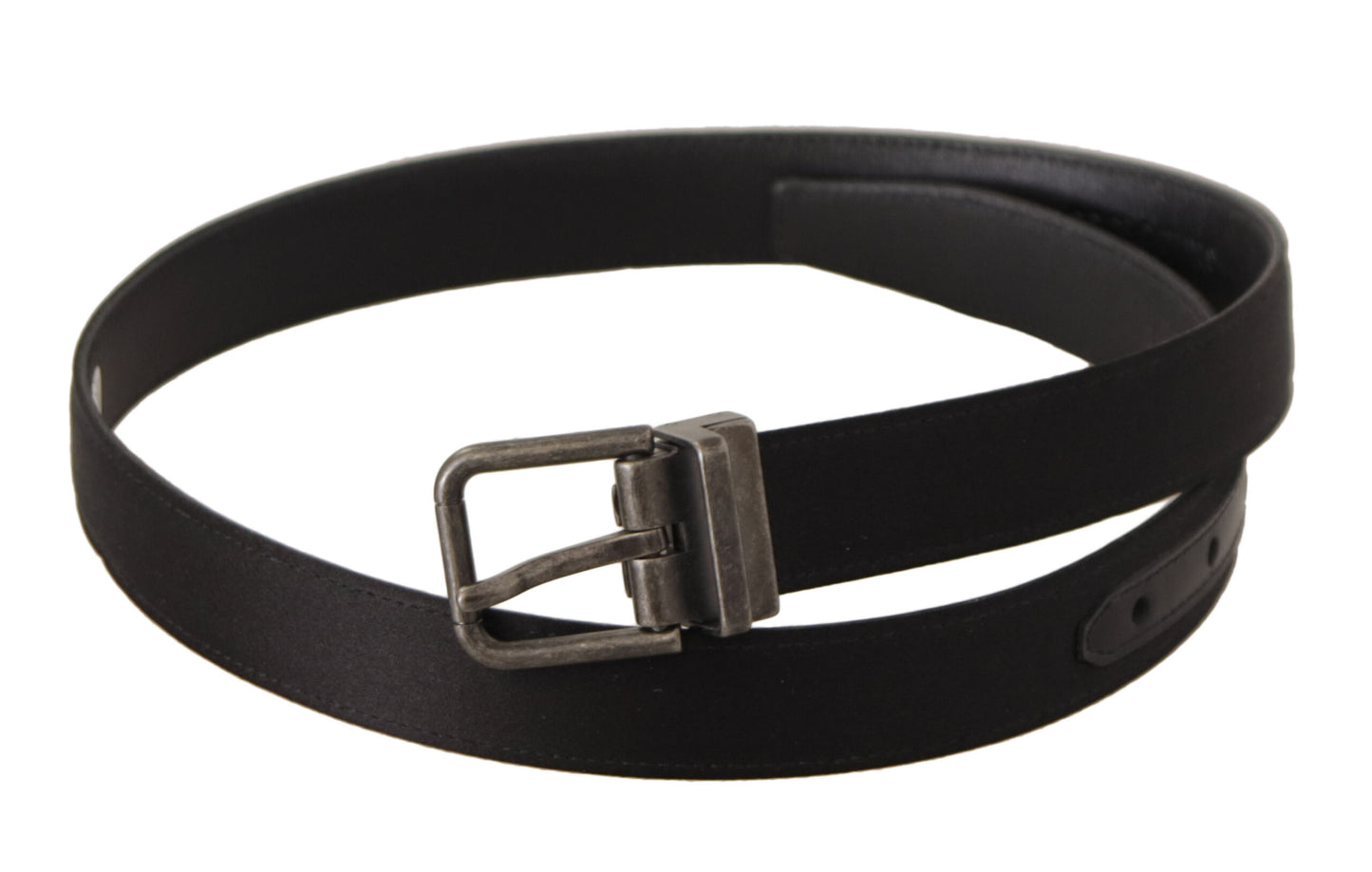 Dolce & Gabbana Zwarte Kalfsleren Vintage Metalen Gesp Riem