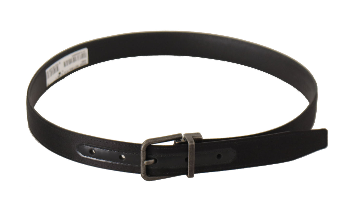 Dolce & Gabbana Zwarte Kalfsleren Vintage Metalen Gesp Riem