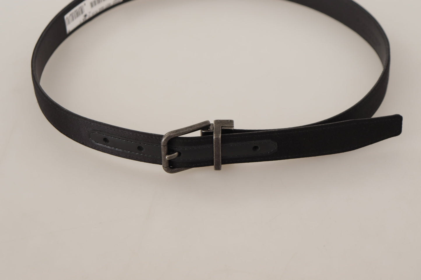 Dolce & Gabbana Zwarte Kalfsleren Vintage Metalen Gesp Riem
