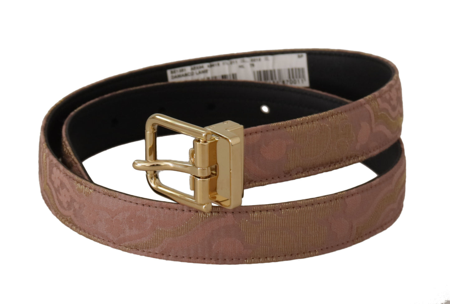 Dolce & Gabbana Roségouden leren riem met metalen gesp en gegraveerd logo