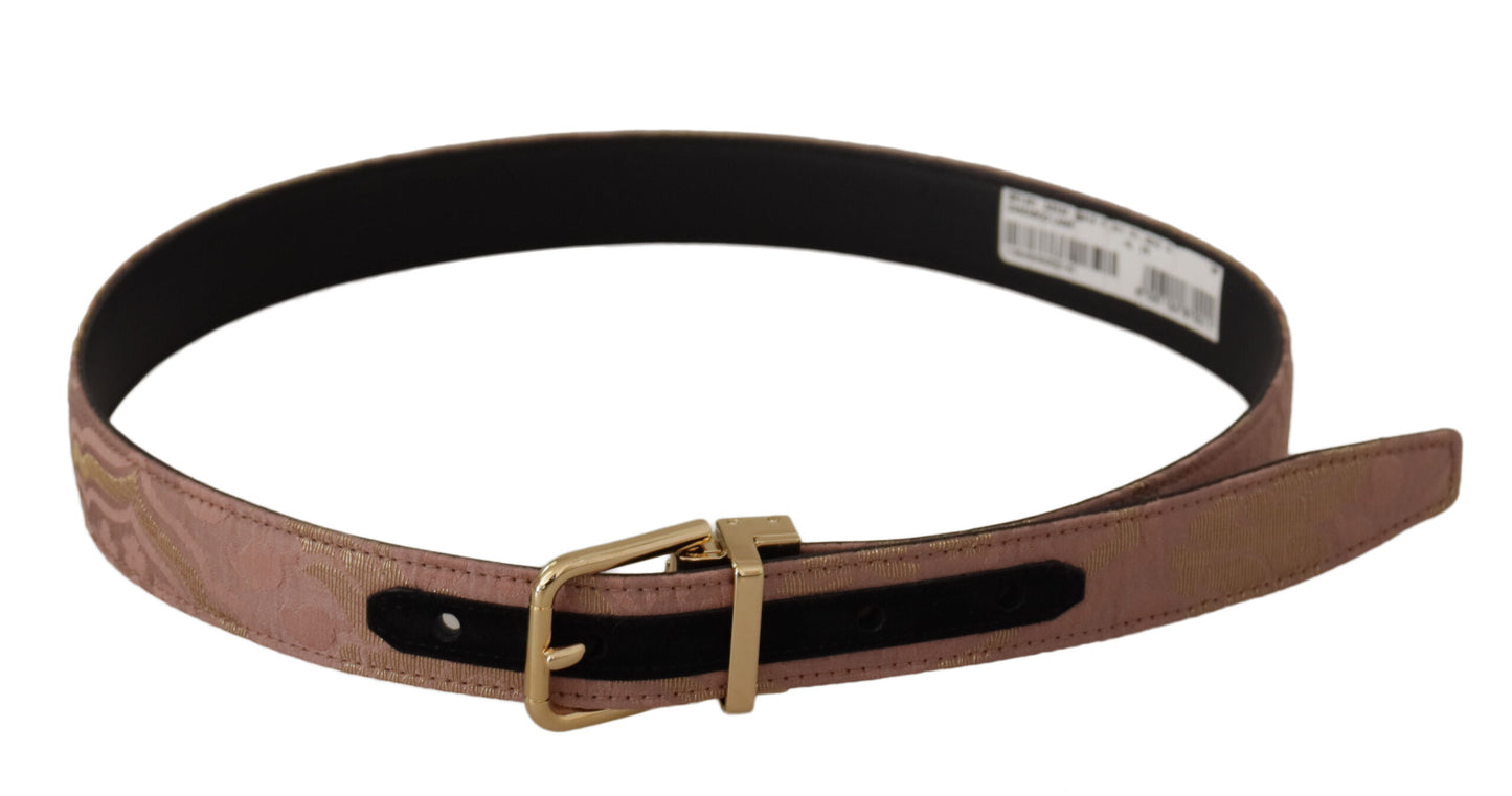 Dolce & Gabbana Roségouden leren riem met metalen gesp en gegraveerd logo