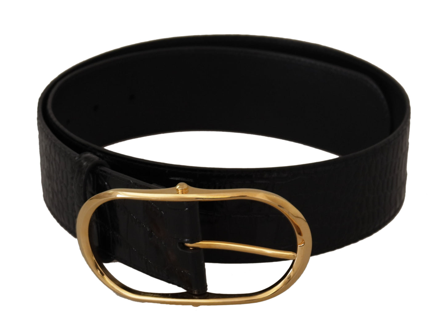 Dolce & Gabbana Zwarte Leren Riem met Goudkleurige Metalen Gesp