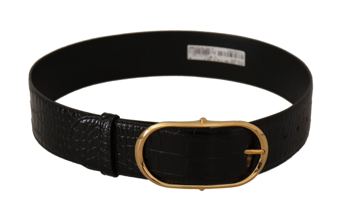 Dolce & Gabbana Zwarte Leren Riem met Goudkleurige Metalen Gesp