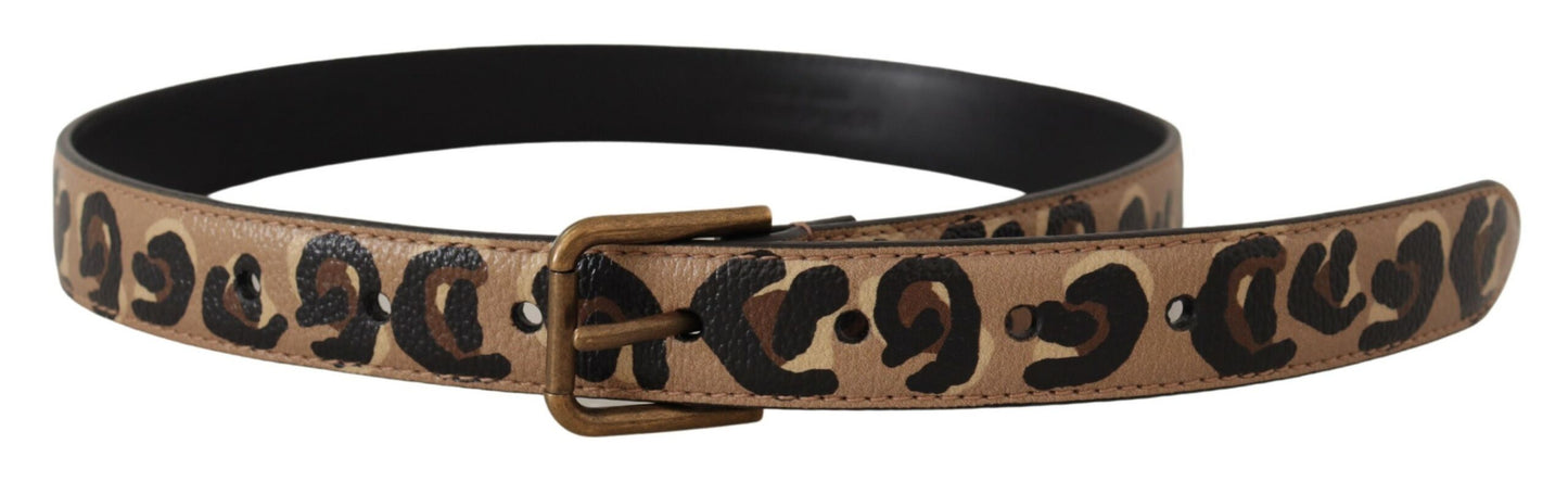 Dolce & Gabbana Bruine Luipaardprint Vintage Metalen Taille Gesp Riem
