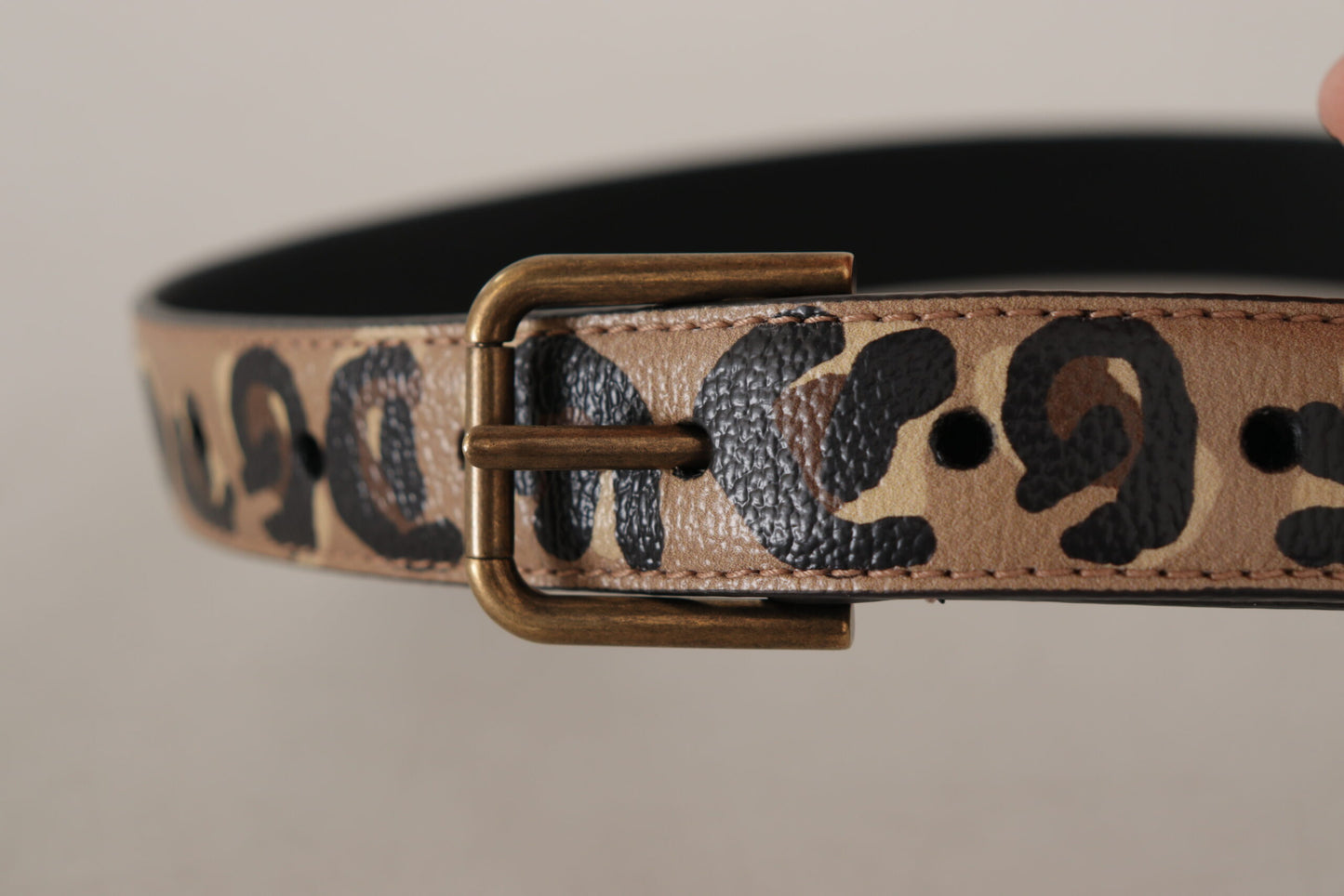Dolce & Gabbana Bruine Luipaardprint Vintage Metalen Taille Gesp Riem
