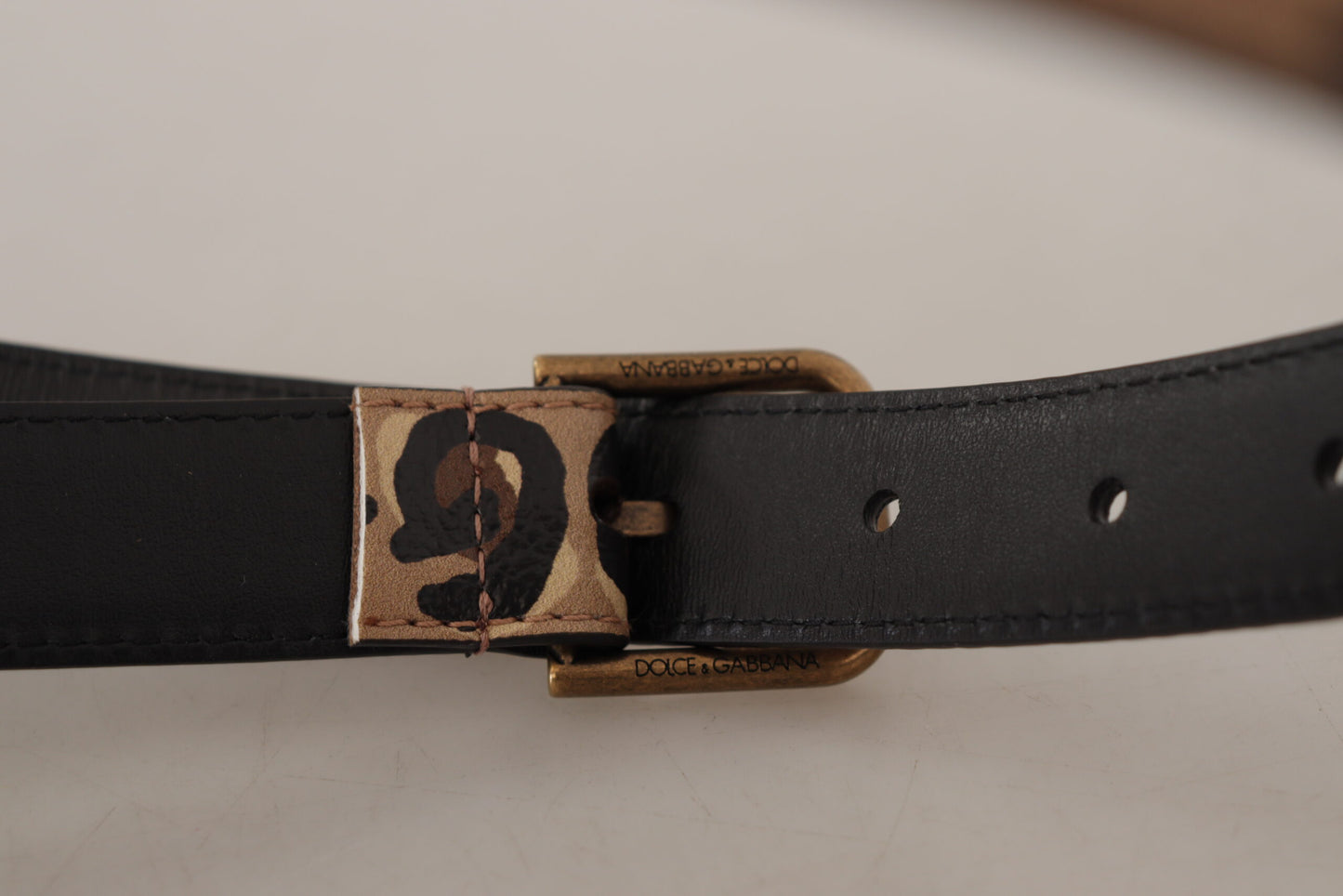 Dolce & Gabbana Bruine Luipaardprint Vintage Metalen Taille Gesp Riem