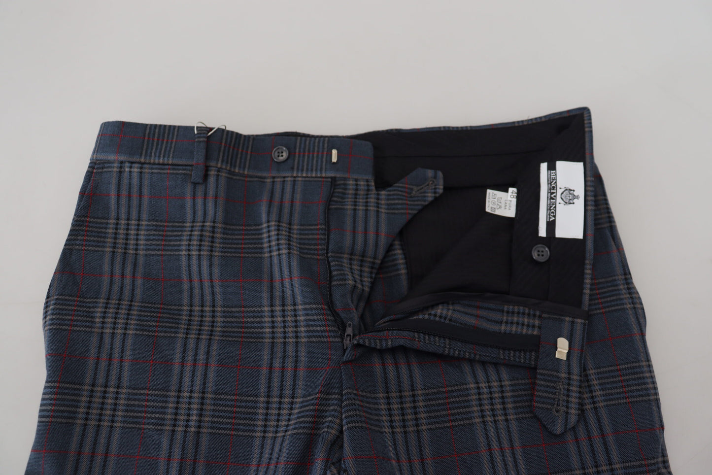 Pantalon à carreaux pour homme en laine pure grise de BENCIVENGA
