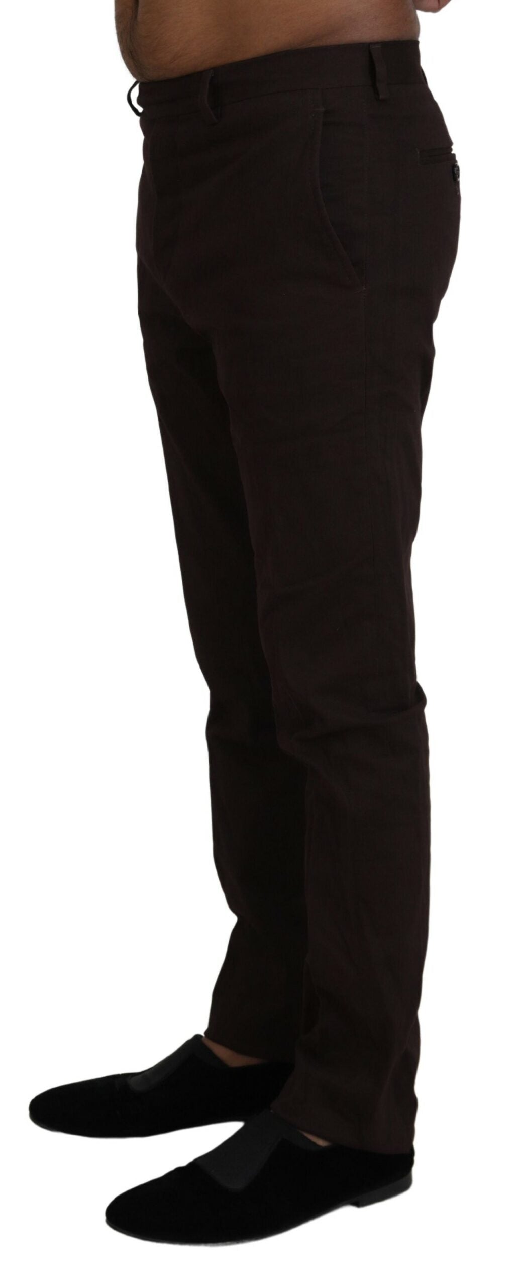 Pantalon habillé pour homme en coton brun, coupe fuselée, BENCIVENGA