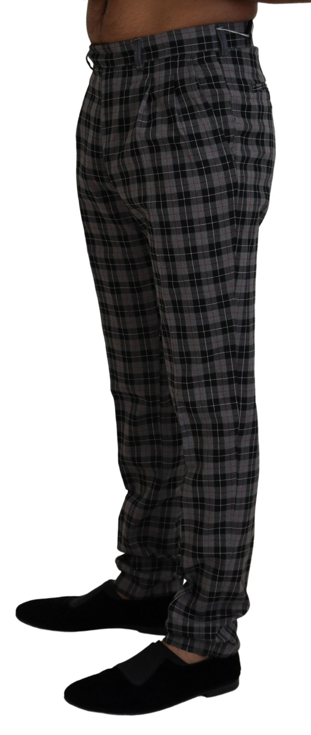 Pantalon homme slim à carreaux gris BENCIVENGA