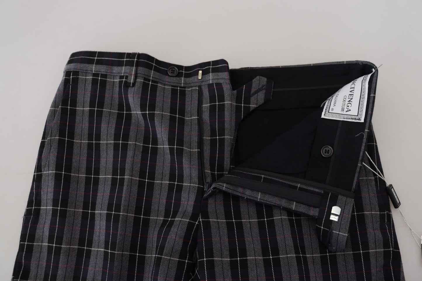 Pantalon homme slim à carreaux gris BENCIVENGA