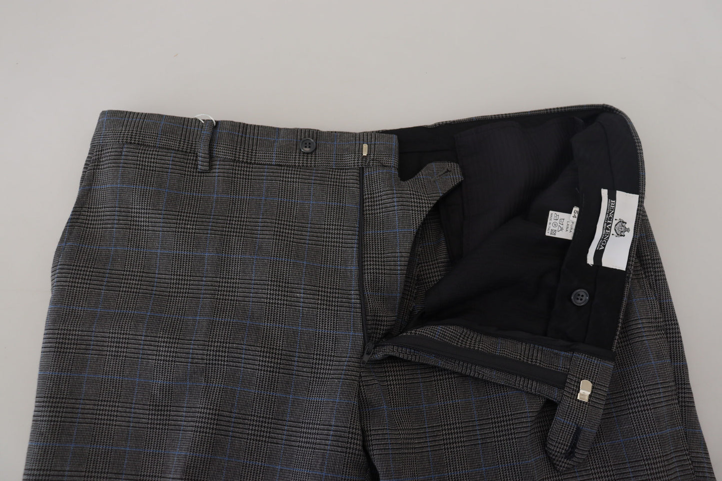 BENCIVENGA Robe-pantalon grise à carreaux en laine, style formel