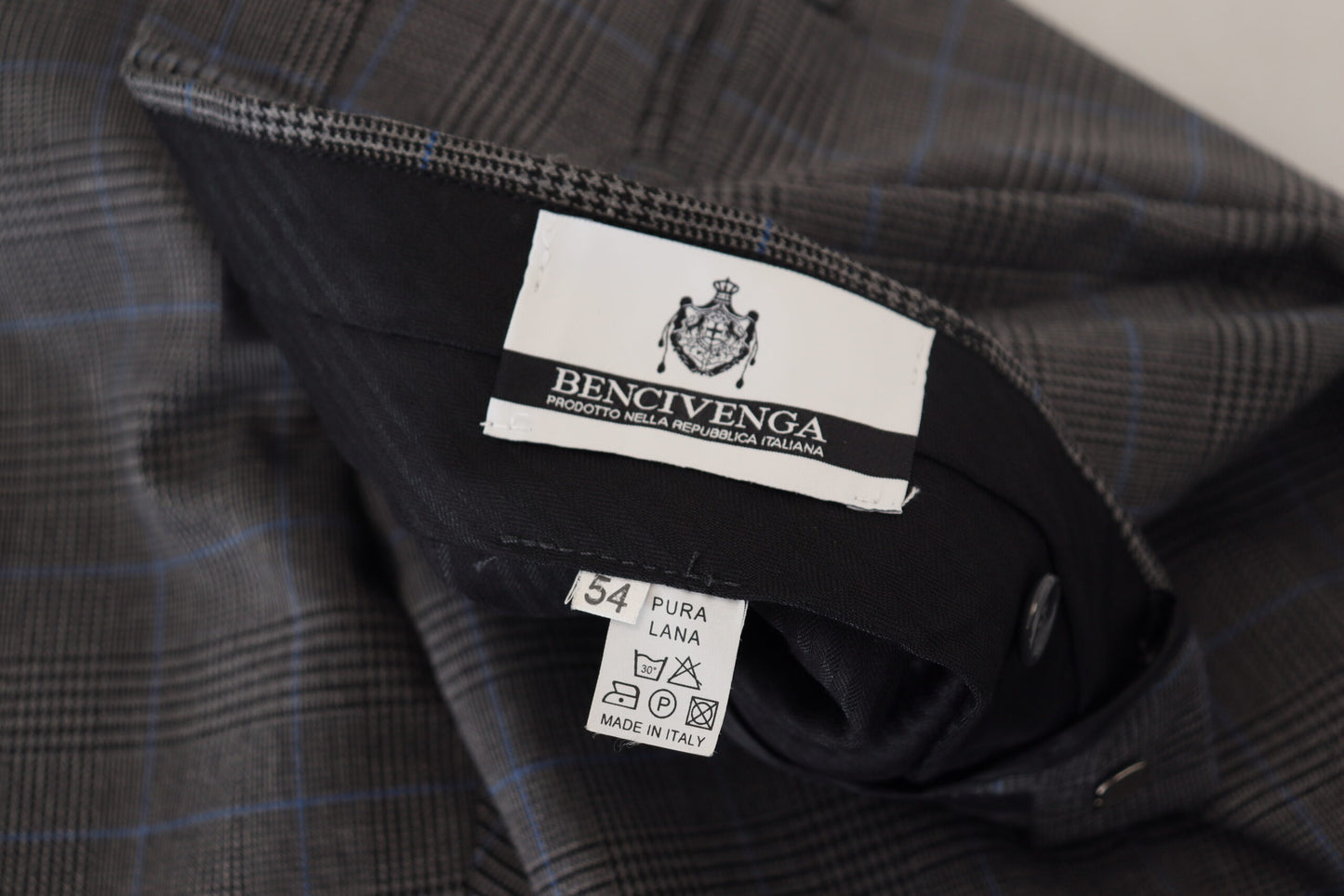 BENCIVENGA Robe-pantalon grise à carreaux en laine, style formel