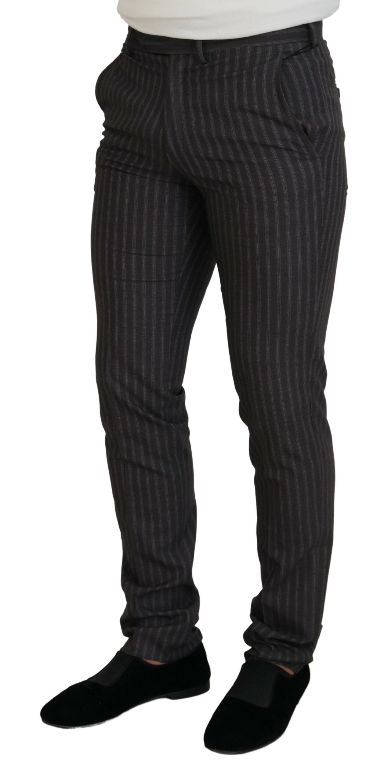 Pantalon homme slim à rayures marron BENCIVENGA