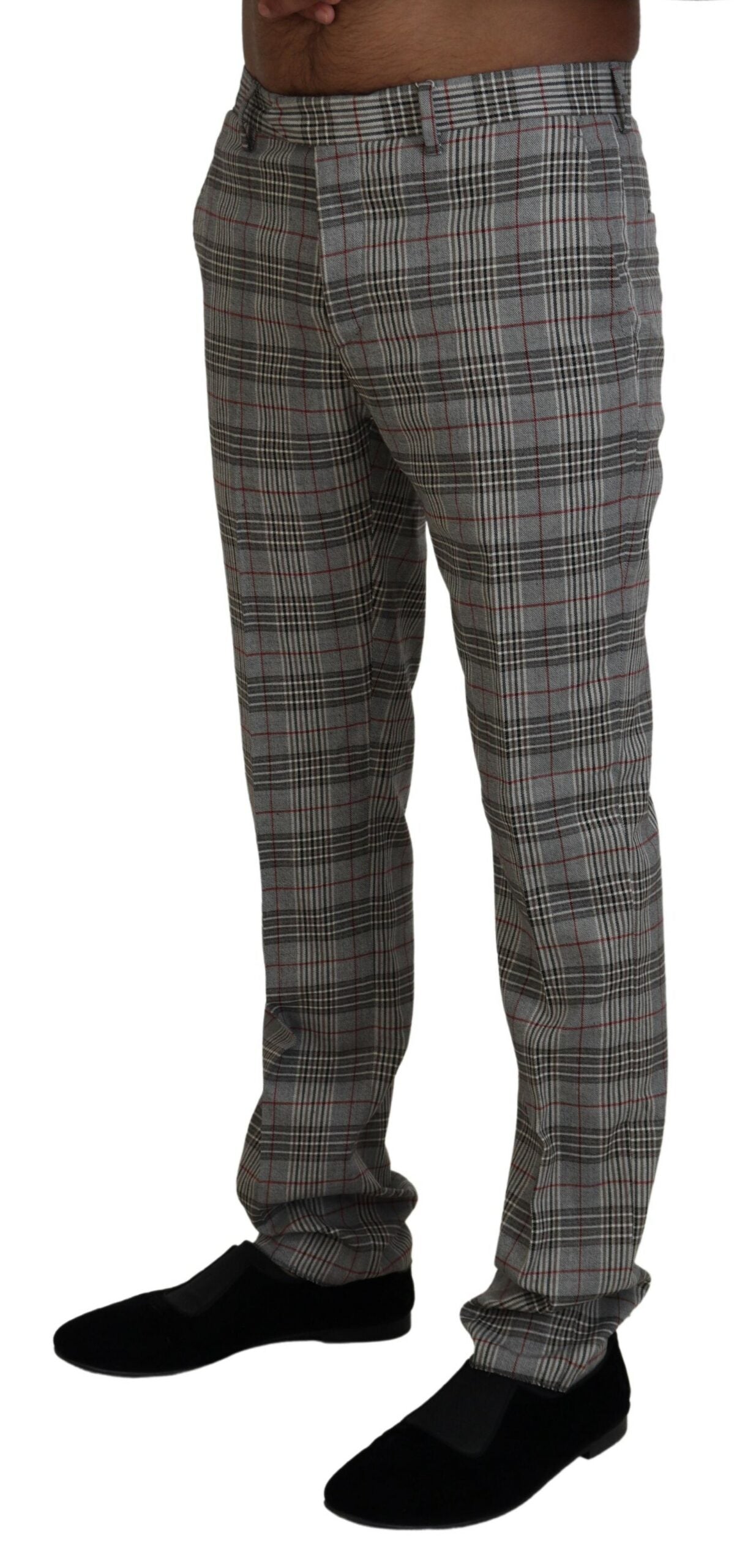 Pantalon homme slim à carreaux gris BENCIVENGA