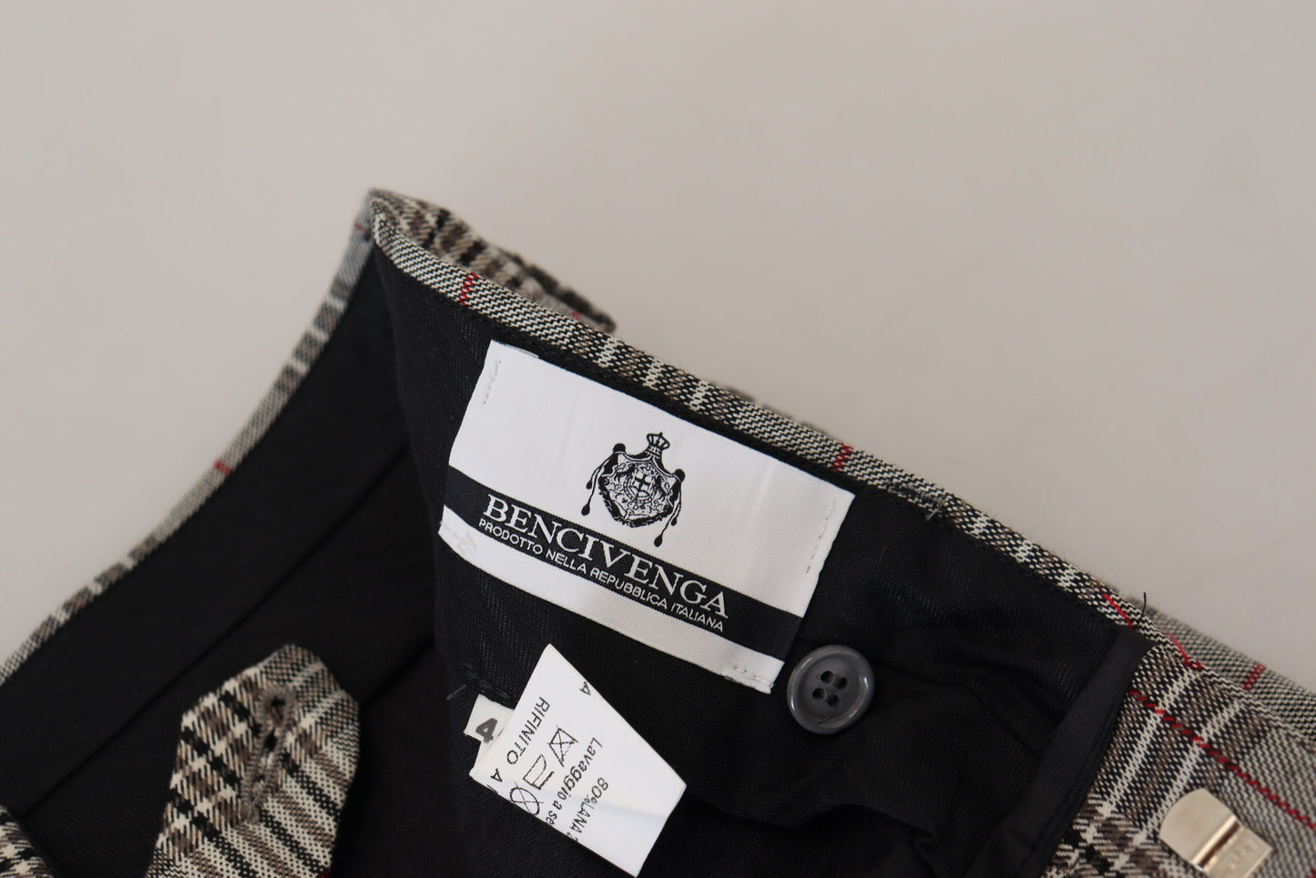 Pantalon homme slim à carreaux gris BENCIVENGA