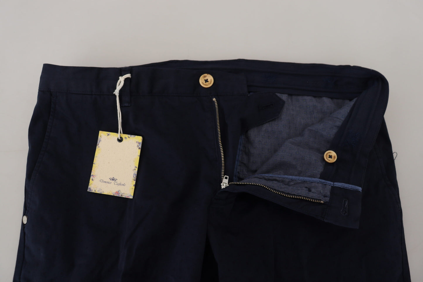 Pantalon homme slim en coton bleu foncé de Domenico Tagliente