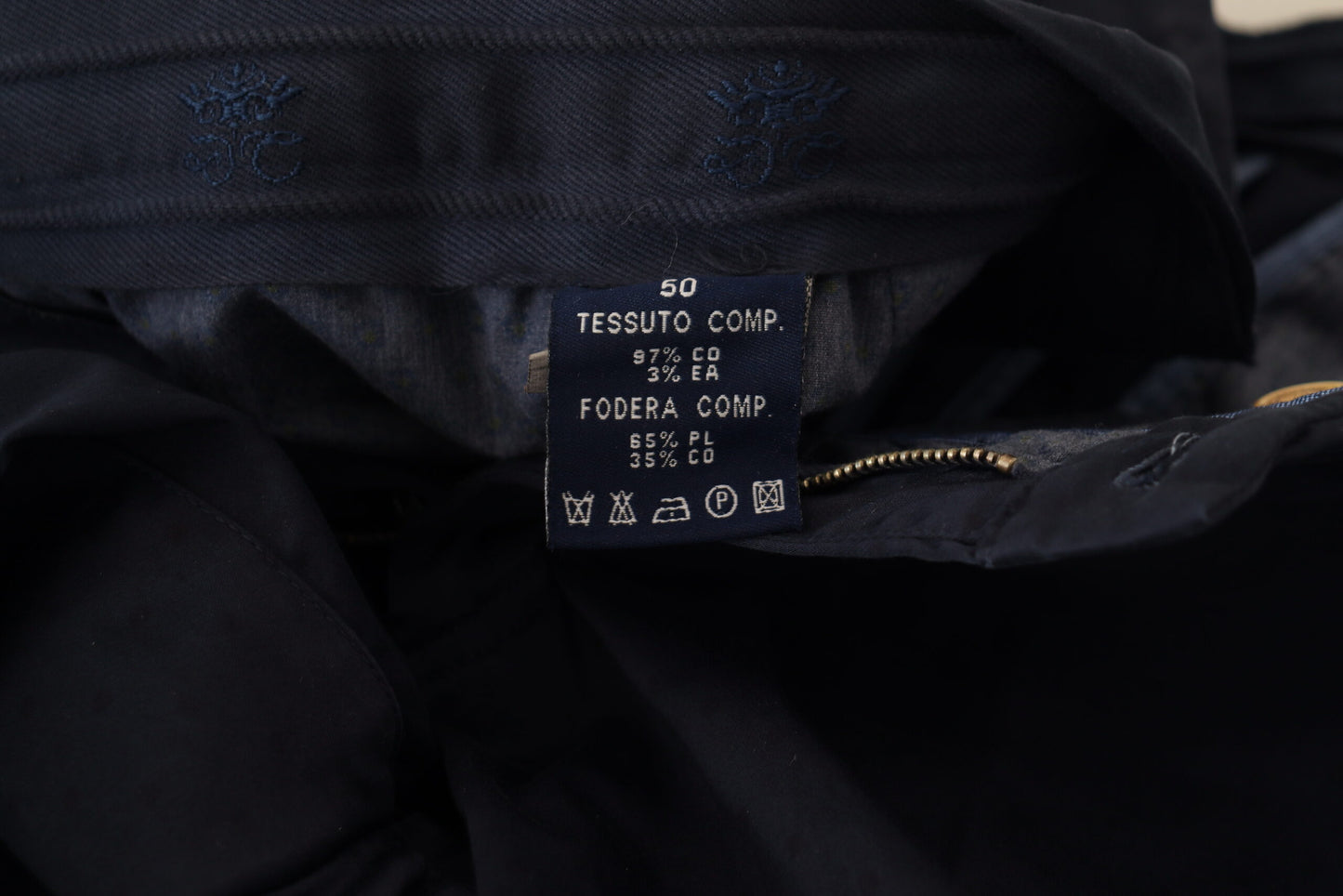 Pantalon homme slim en coton bleu foncé de Domenico Tagliente