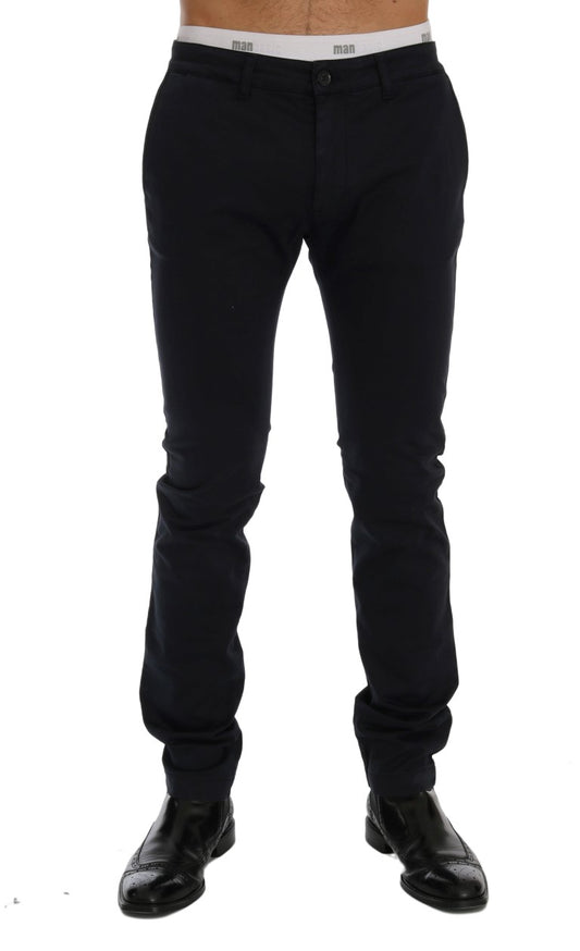 Pantalon chino en coton extensible bleu GF Ferre