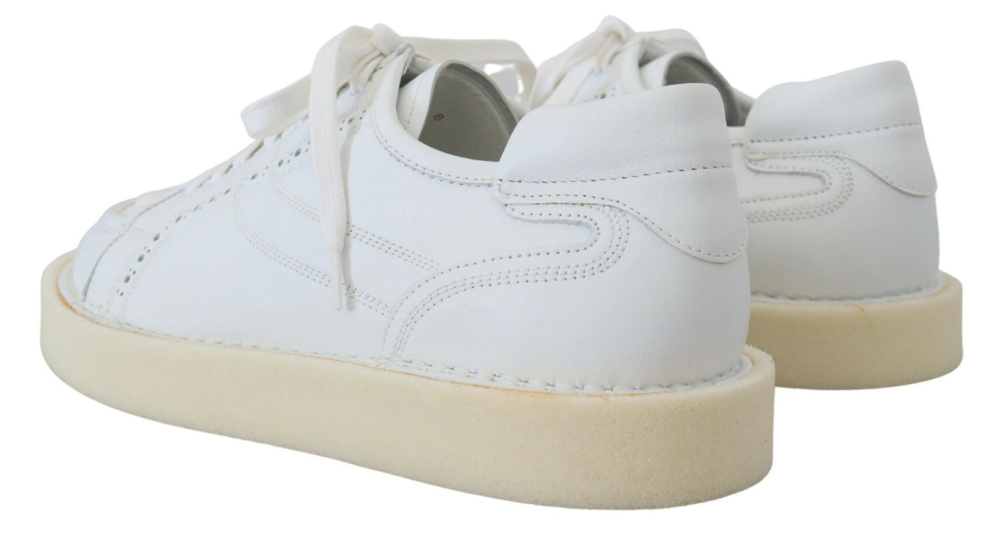 Dolce & Gabbana witte leren lage oxfordsneakers, casual schoenen