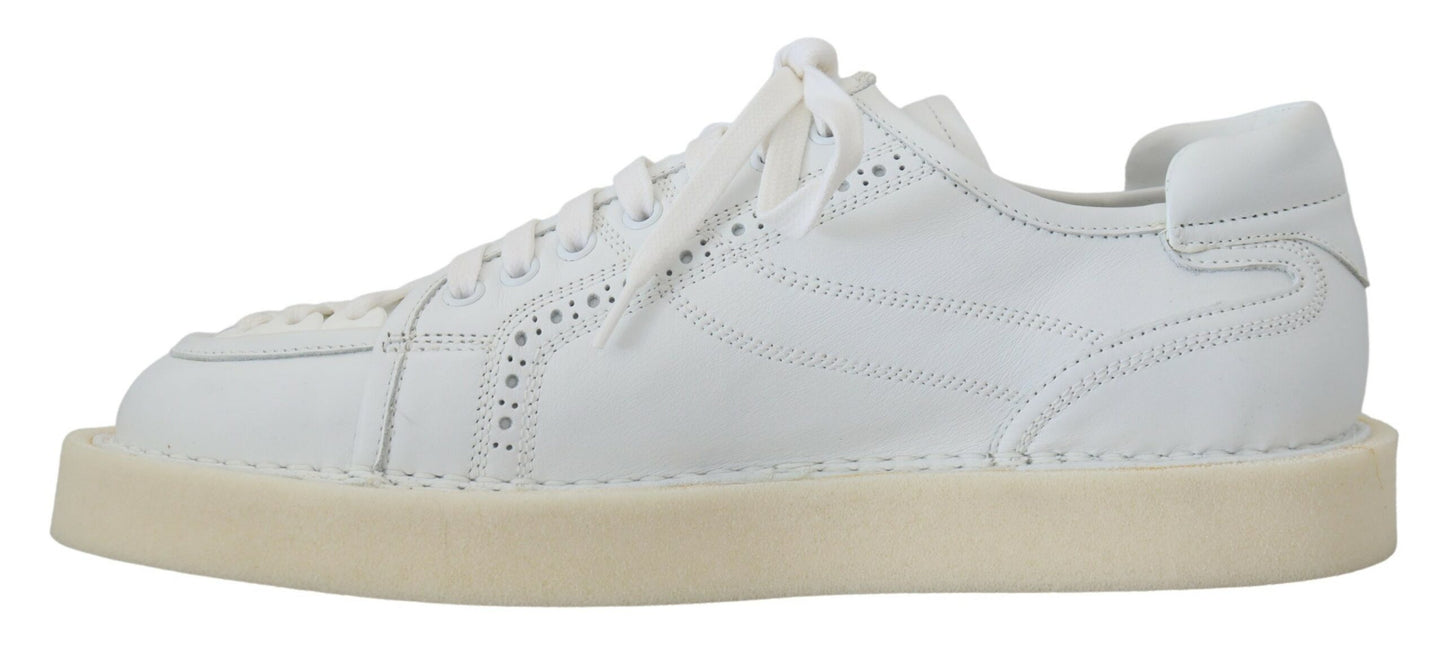 Dolce & Gabbana witte leren lage oxfordsneakers, casual schoenen