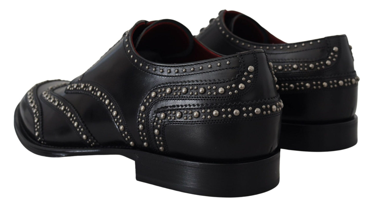 Dolce & Gabbana leren derbieschoenen in het zwart, met studs.