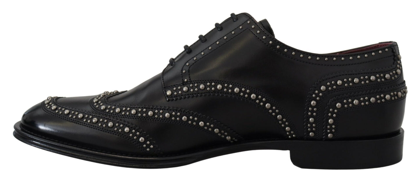 Dolce & Gabbana leren derbieschoenen in het zwart, met studs.