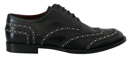 Dolce & Gabbana leren derbieschoenen in het zwart, met studs.