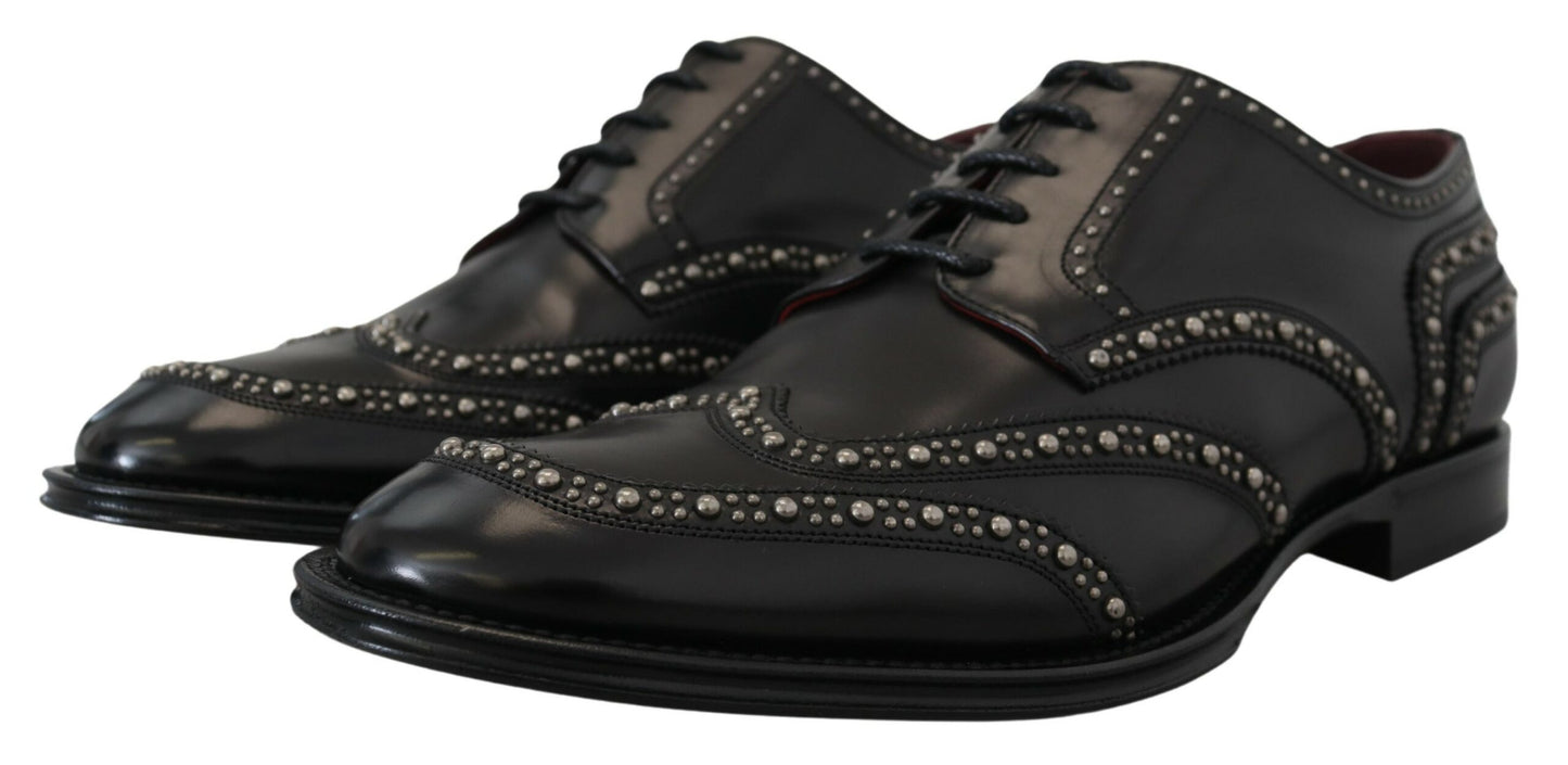 Dolce & Gabbana leren derbieschoenen in het zwart, met studs.