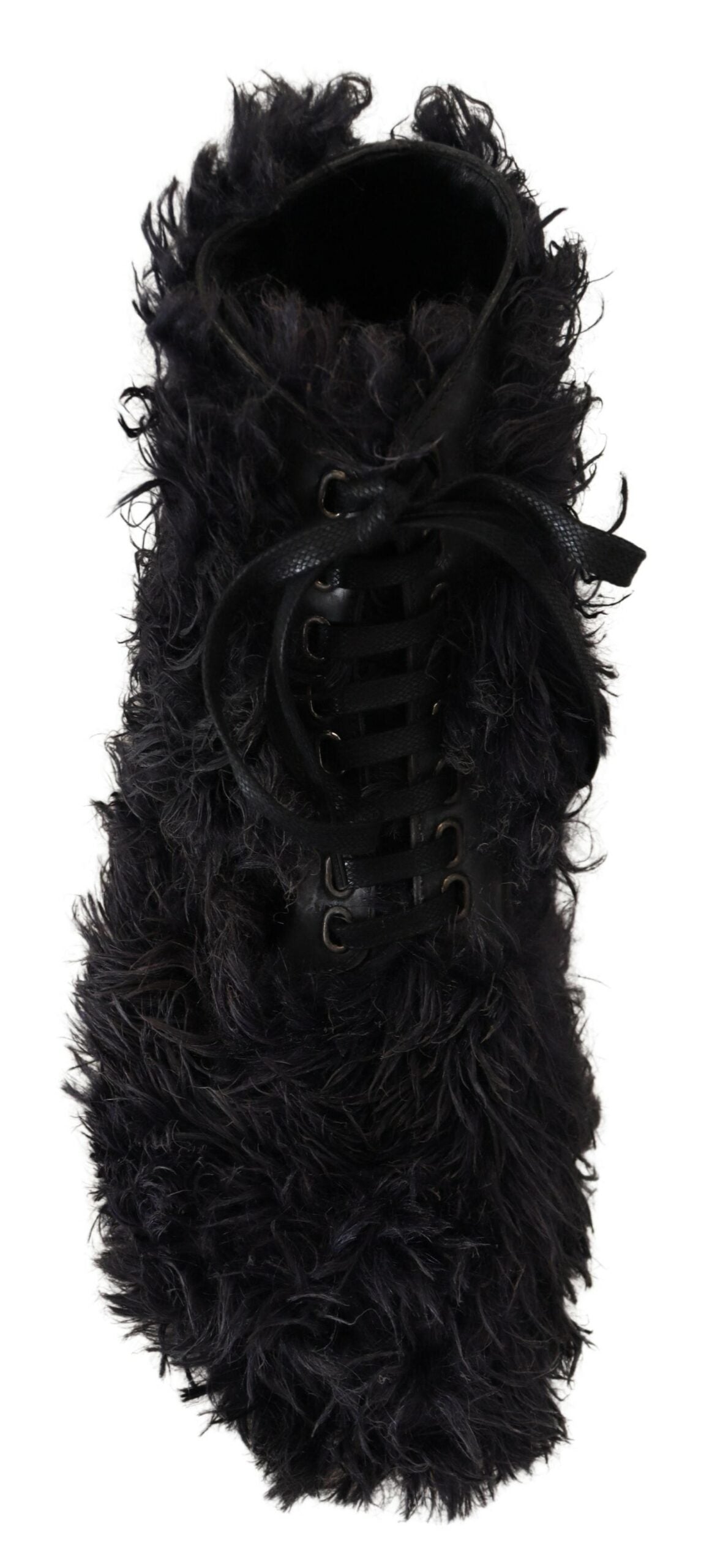 Bottines de combat en cuir noir et peau de mouton retournée Dolce & Gabbana