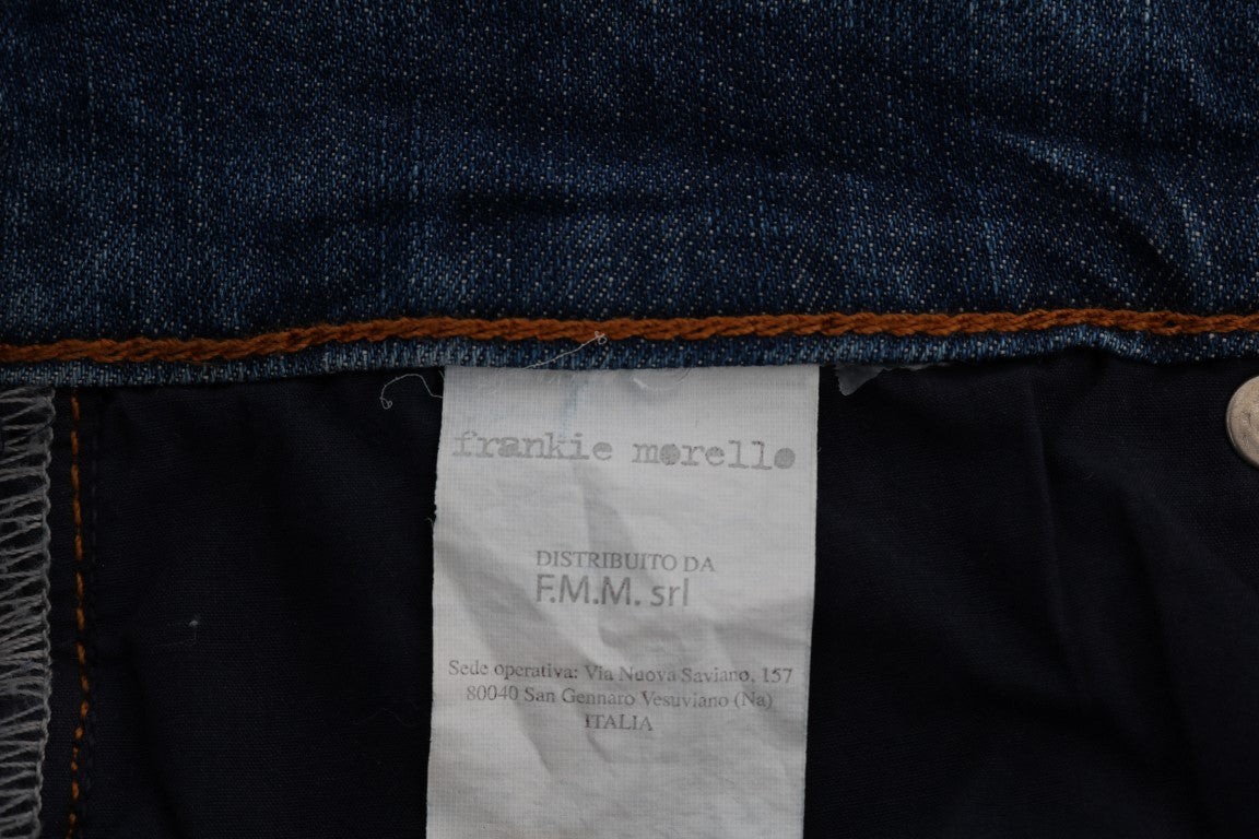 Jean slim à effet délavé bleu et déchiré Frankie Morello, modèle Dunfermile
