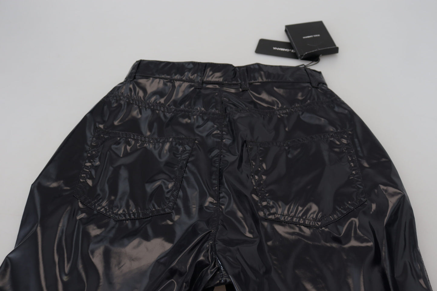 Dolce & Gabbana zwarte nylon skinny broek met hoge taille