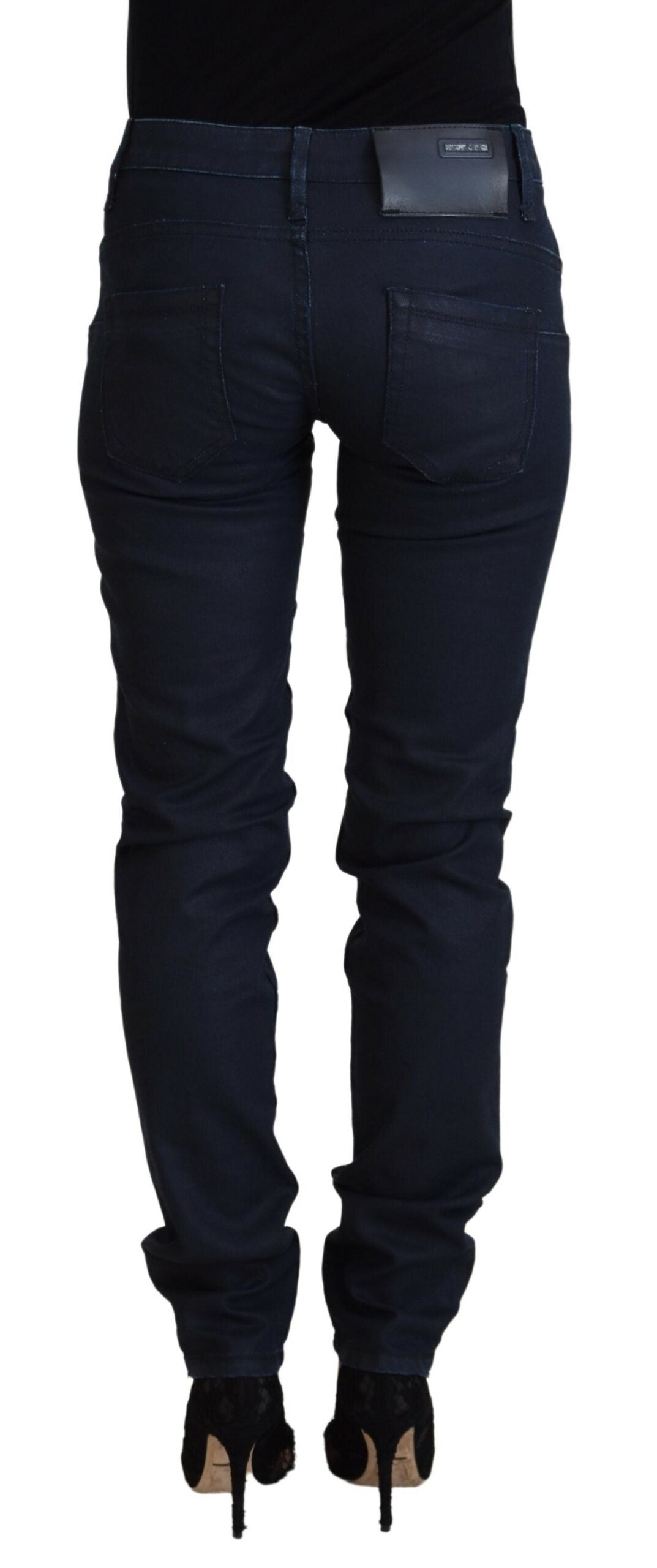 Acht Blauwe Katoenen Lage Taille Slim Fit Casual Denim Jeans voor Dames