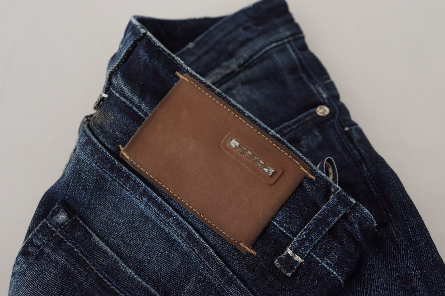 Acht Blauwe Katoenen Lage Taille Slim Fit Casual Denim Jeans voor Dames