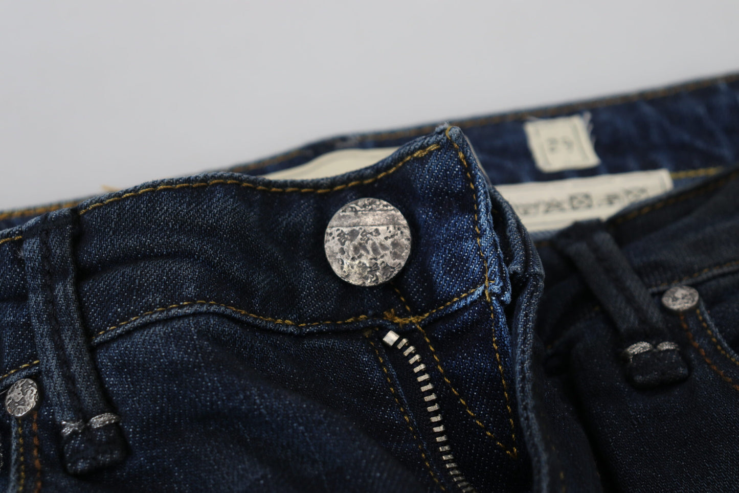 Jeans en jean décontracté pour femme, taille basse, slim, en coton bleu, Acht.