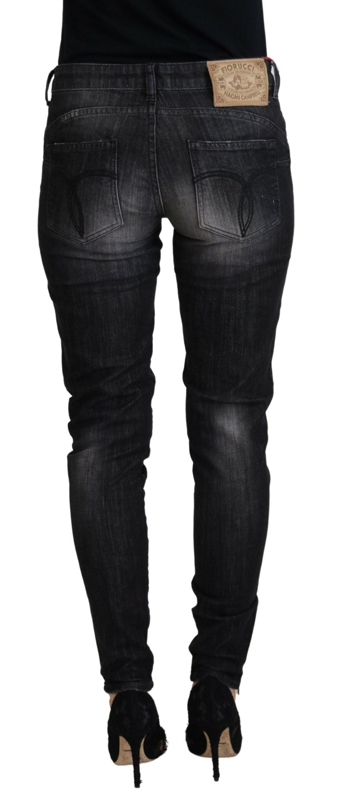 Fiorucci zwarte katoenen skinny jeans voor dames met lage taille.