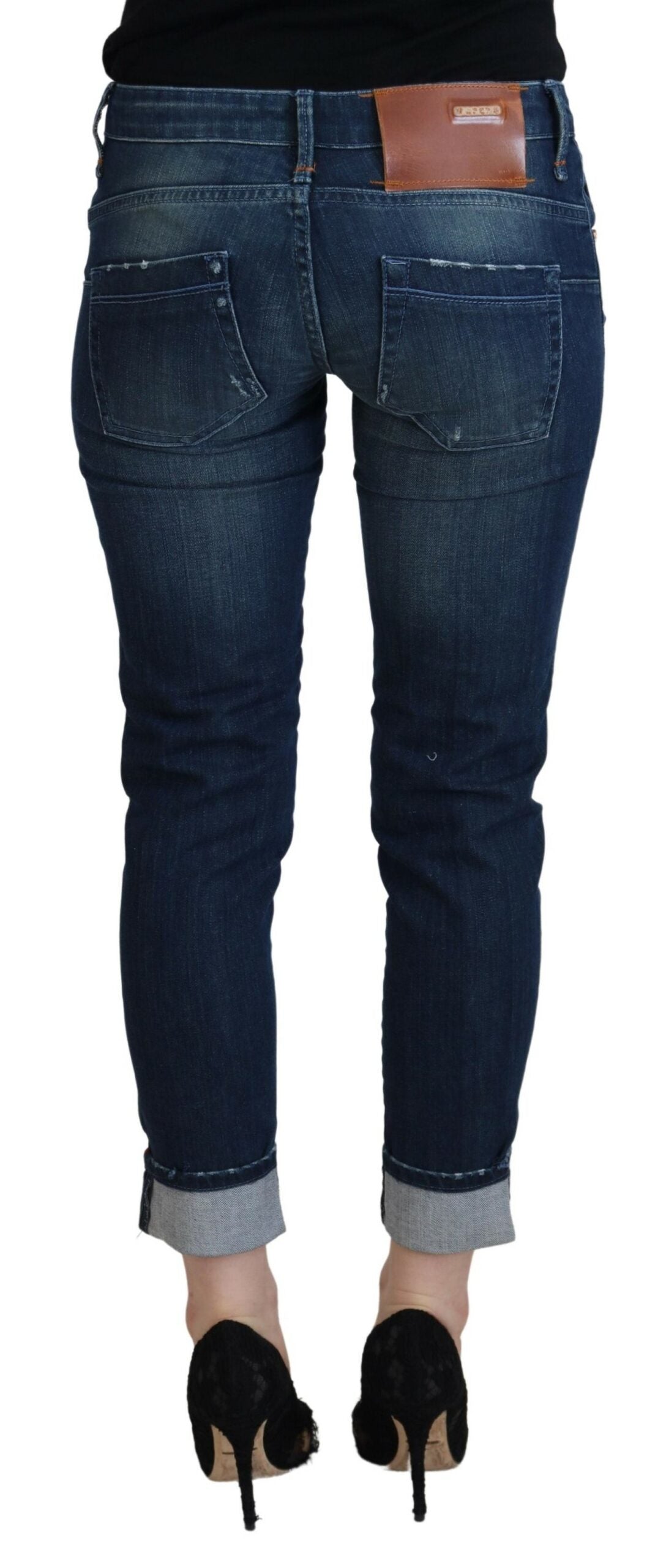 Jeans en jean décontracté pour femme, coupe slim, en coton bleu, Acht.