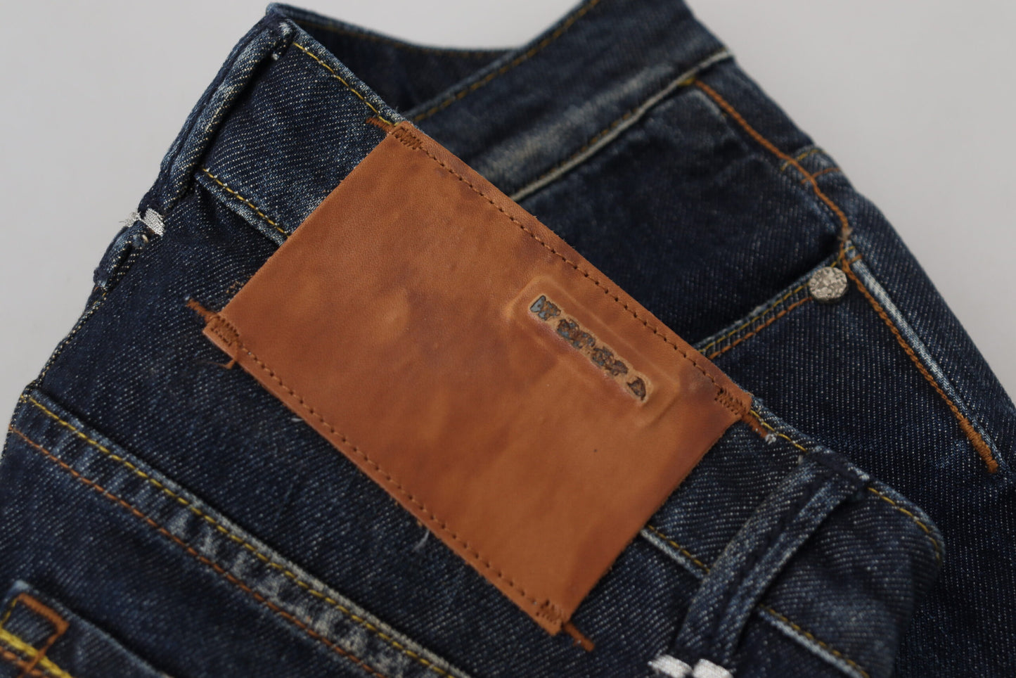 Jeans en jean décontracté pour femme, coupe slim, en coton bleu, Acht.