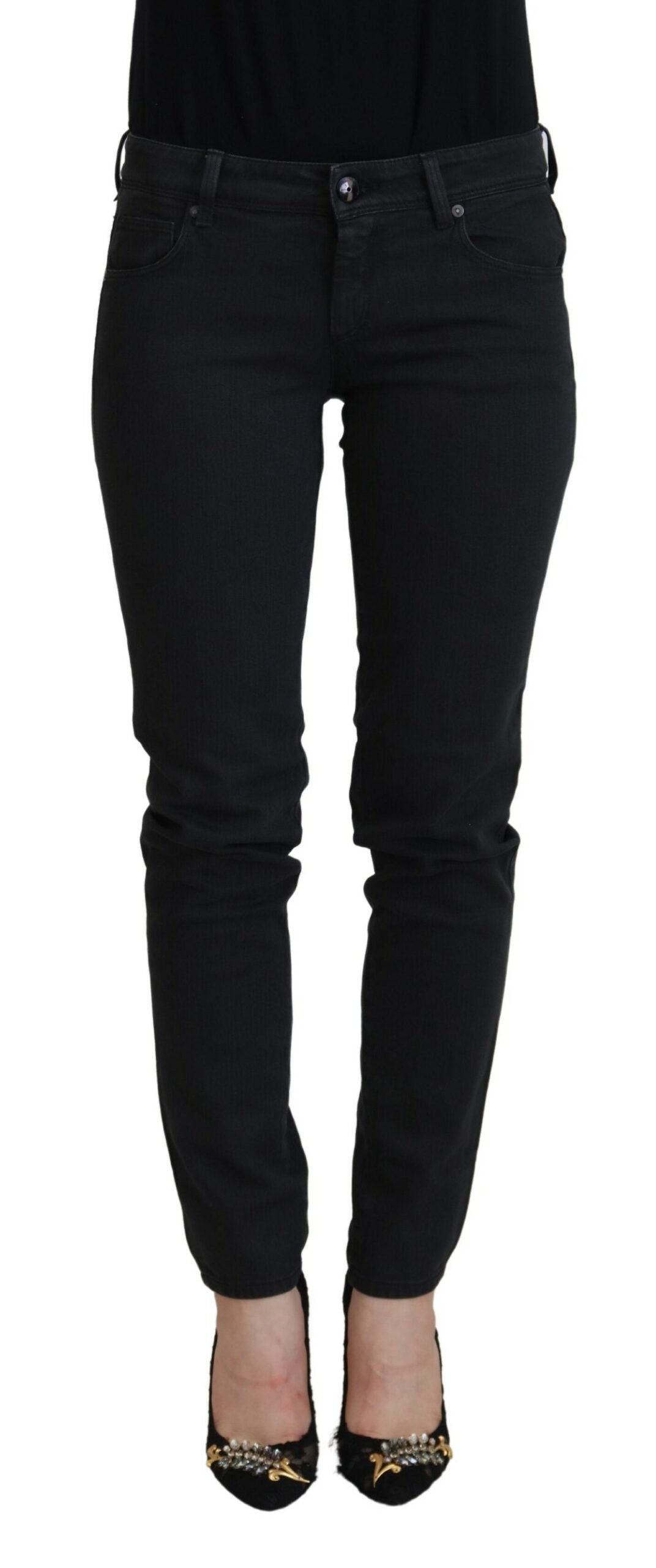 Jean slim en coton noir pour femme Ermanno Scervino