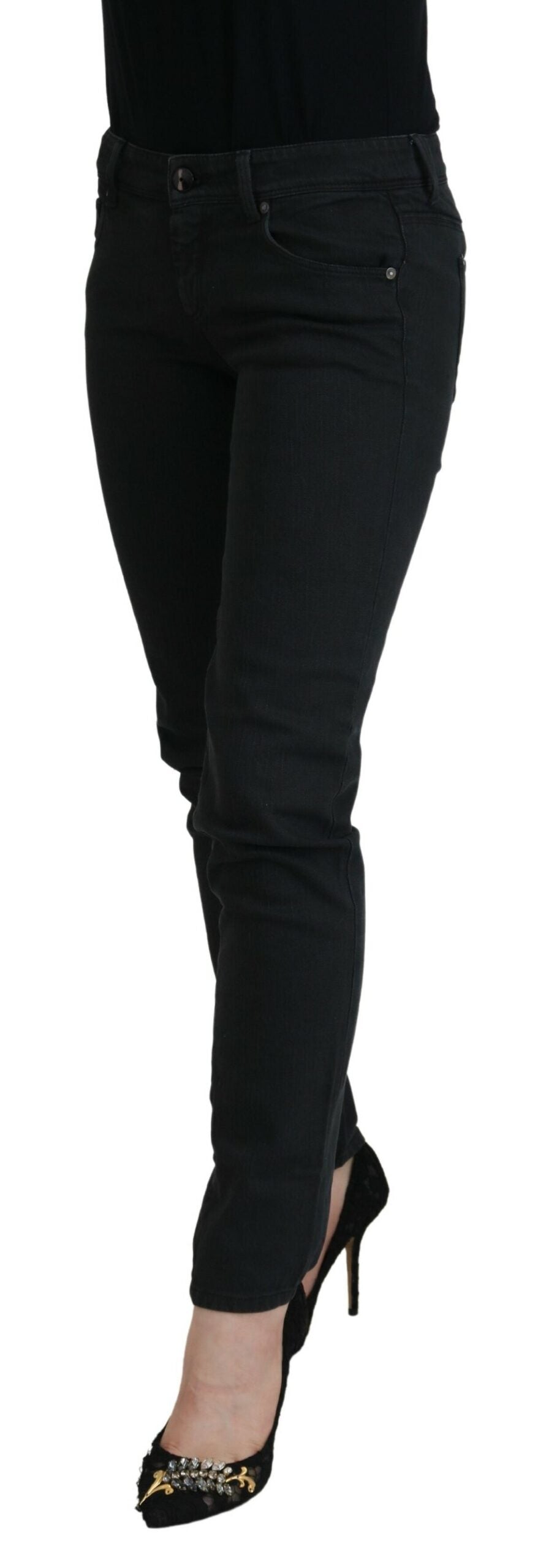 Jean slim en coton noir pour femme Ermanno Scervino