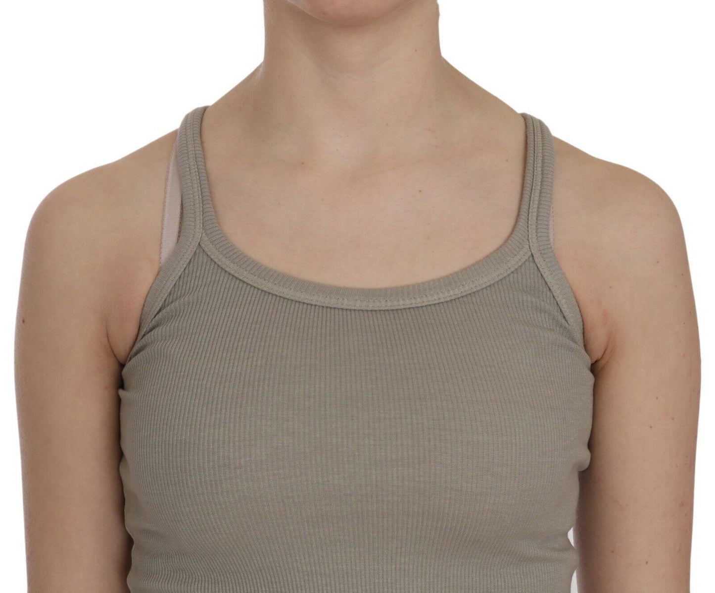 PINK MEMORIES Beige mouwloze tanktop met spaghetti-bandjes