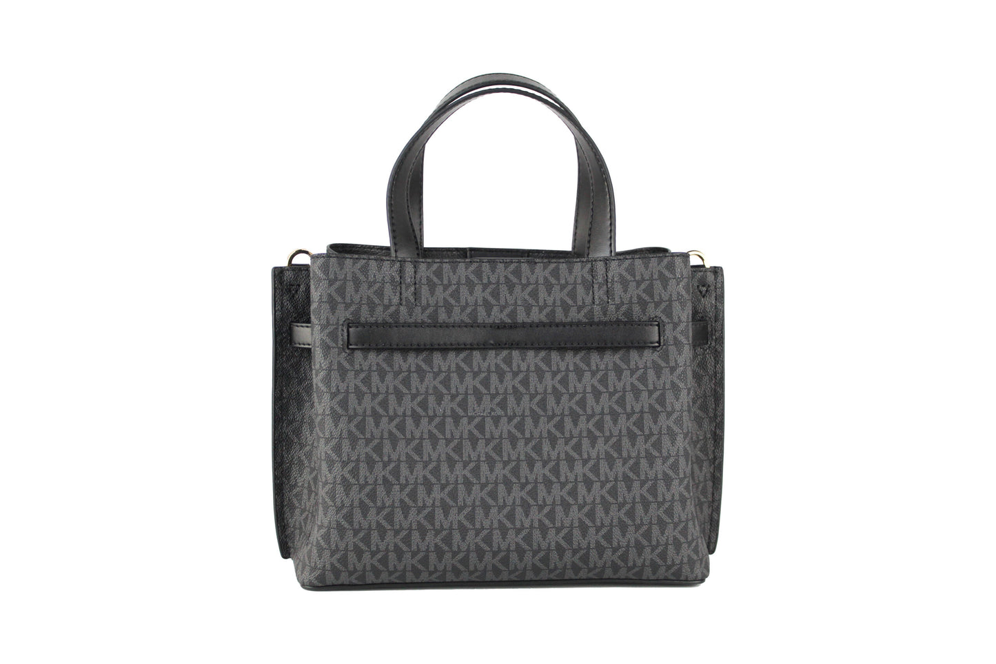 Sac à main bandoulière Michael Kors Emilia, petit modèle noir, en PVC, signature