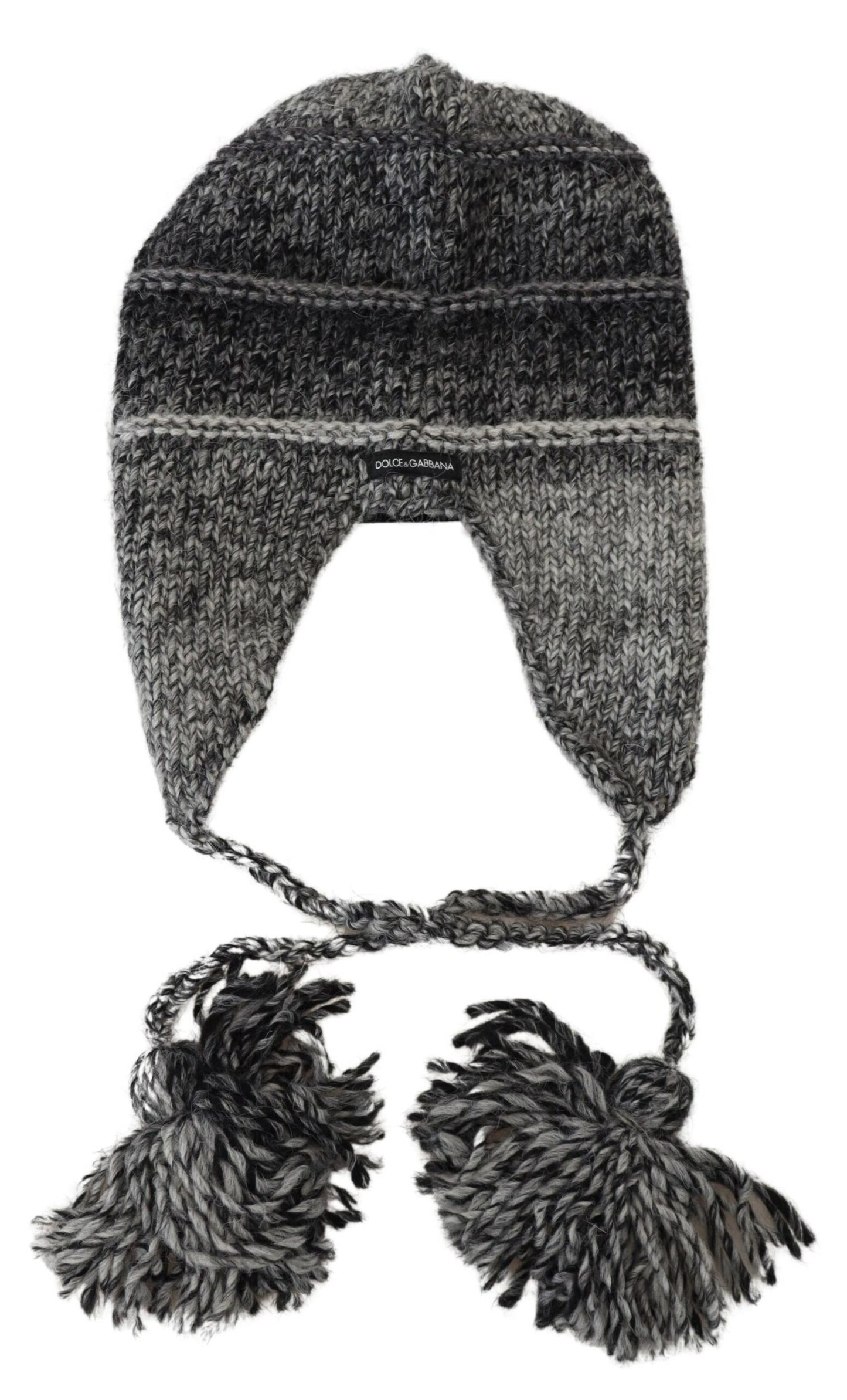 Bonnet en tricot polaire gris chaud avec cache-oreilles Dolce & Gabbana