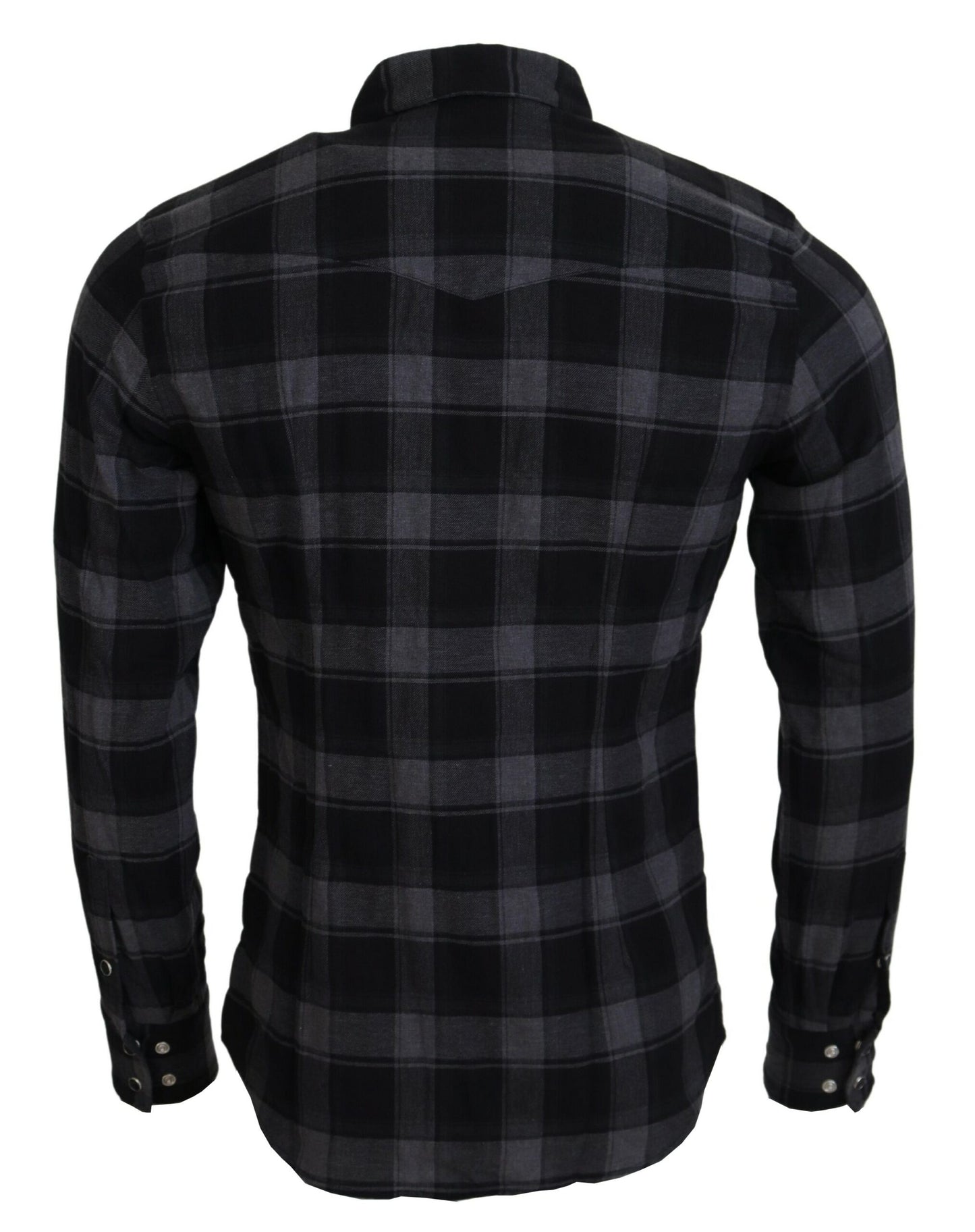 Chemise à manches longues pour homme à carreaux noir et gris de Dolce & Gabbana